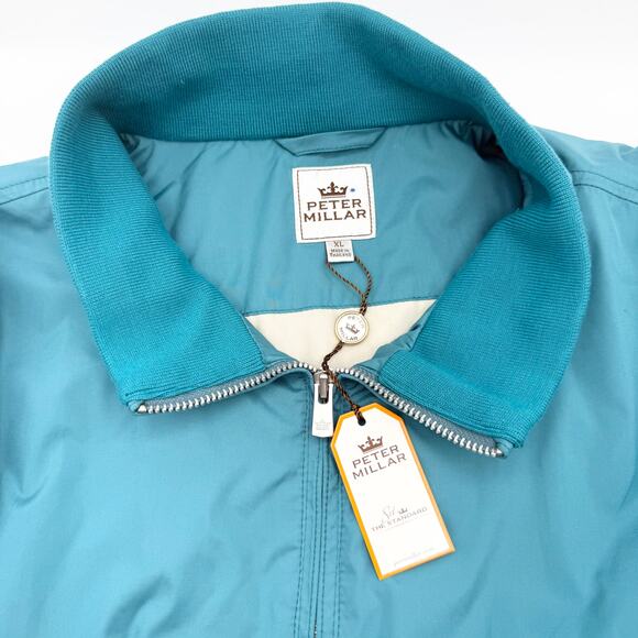 Peter Millar Full Zip Windbreaker Jacket XL Teal Blue Lightweight NEW - Picture 4 of 14